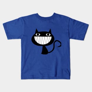 Black Cat With White Teeth Kids T-Shirt